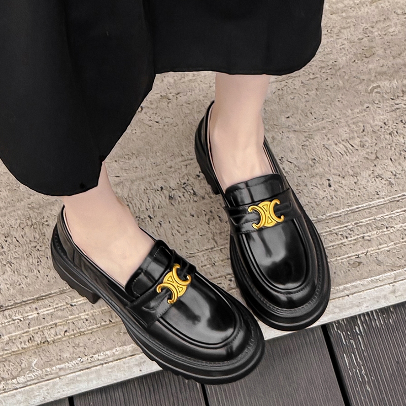Mới Giày Da Cao Gót Đế Dày Thoải Mái Phong Cách Anh Quốc Cho Nữ Size 34-40