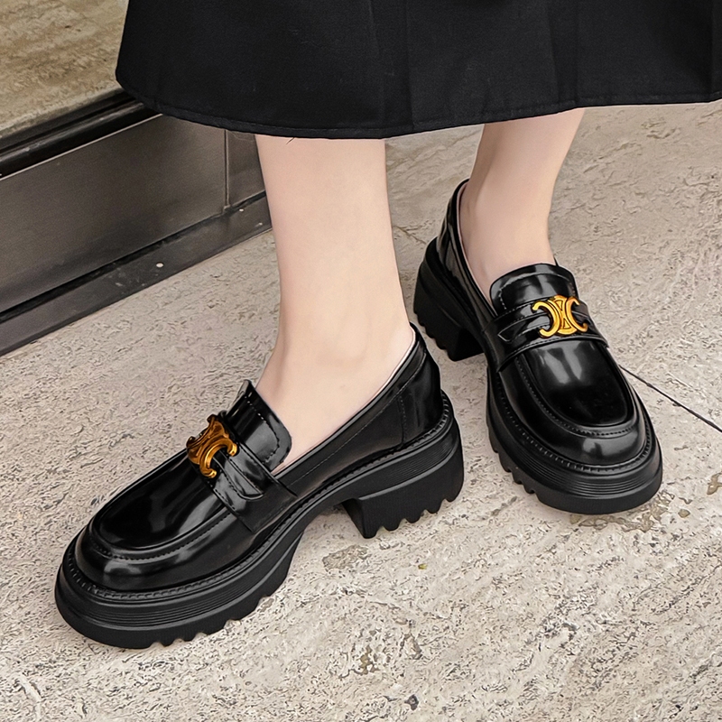 Mới Giày Da Cao Gót Đế Dày Thoải Mái Phong Cách Anh Quốc Cho Nữ Size 34-40