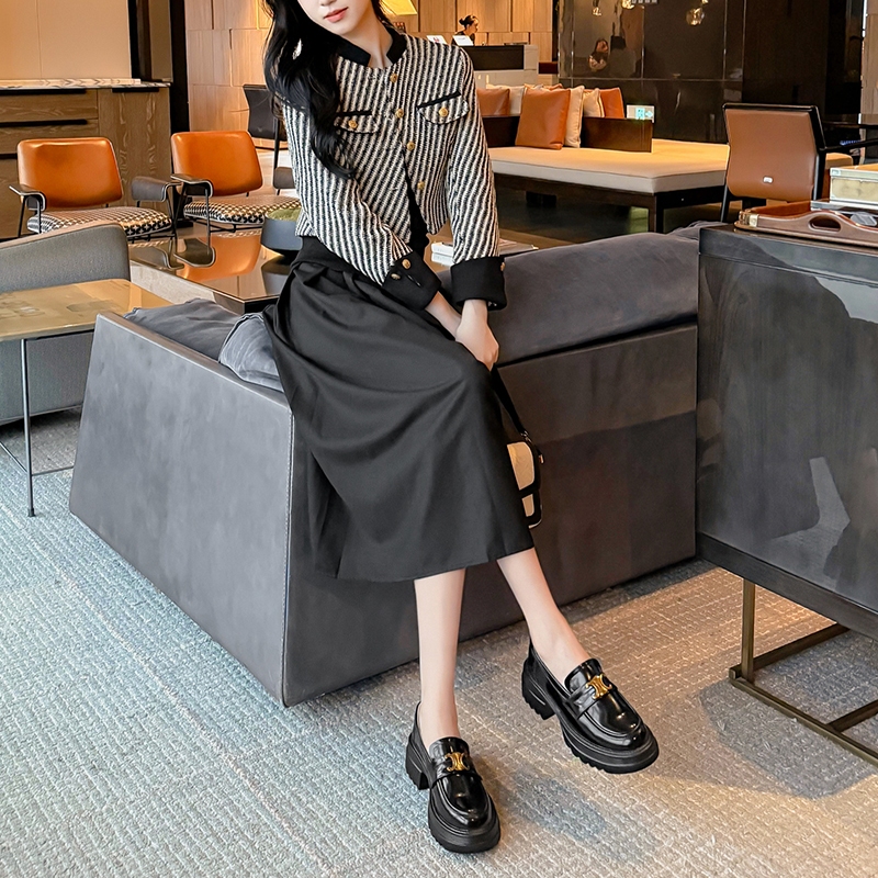Mới Giày Da Cao Gót Đế Dày Thoải Mái Phong Cách Anh Quốc Cho Nữ Size 34-40