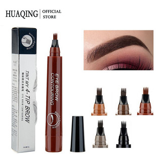 HUAQING Bút Kẻ Lông Mày Dạng Lỏng 4 Chấu Tạo Hiệu Ứng Hình Xăm Không Thấm Nước