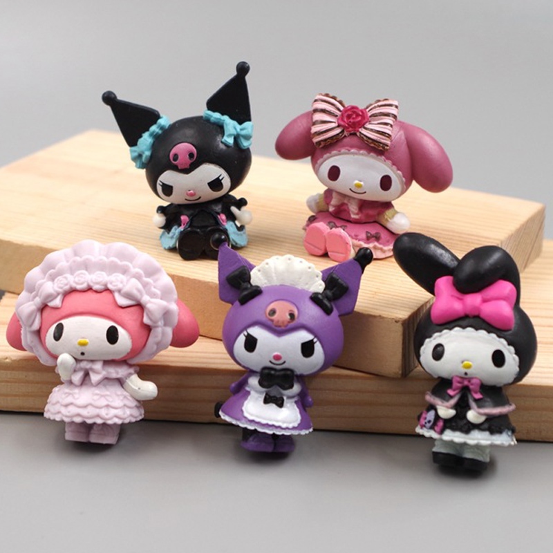 SANRIO Set 5 Mô Hình Nhân Vật Phim Hoạt Hình hello kitty 3-5cm