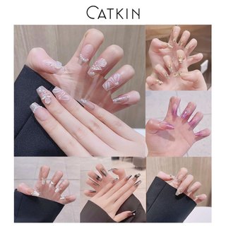 CATKIN Bộ 24 Miếng Dán Móng Tay 3d 14 Màu Thời Trang Chống Nước
