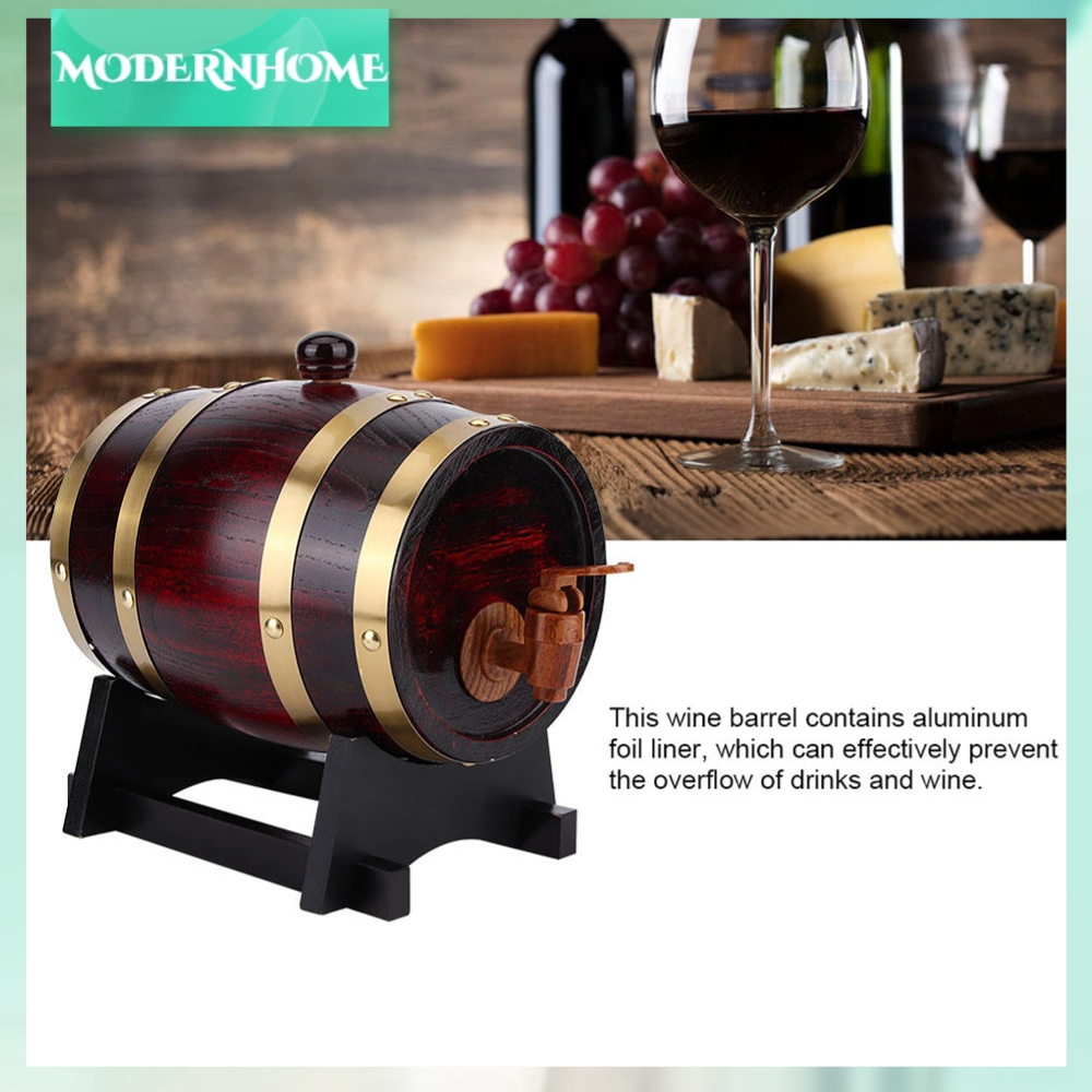 ModernHome 1.5L Thùng rượu bằng gỗ sồi cổ điển Keg Xô Phụ kiện sản xuất bia để sử dụng tại nhà
