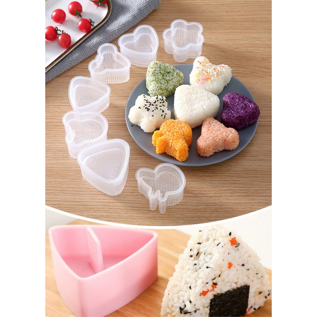 【Quki】20 miếng bao bì cơm nắm sushi tam giác và khuôn cơm nắm Cơm nắm tam giác Khuôn yêu gấu dễ thương Ẩm thực DIY