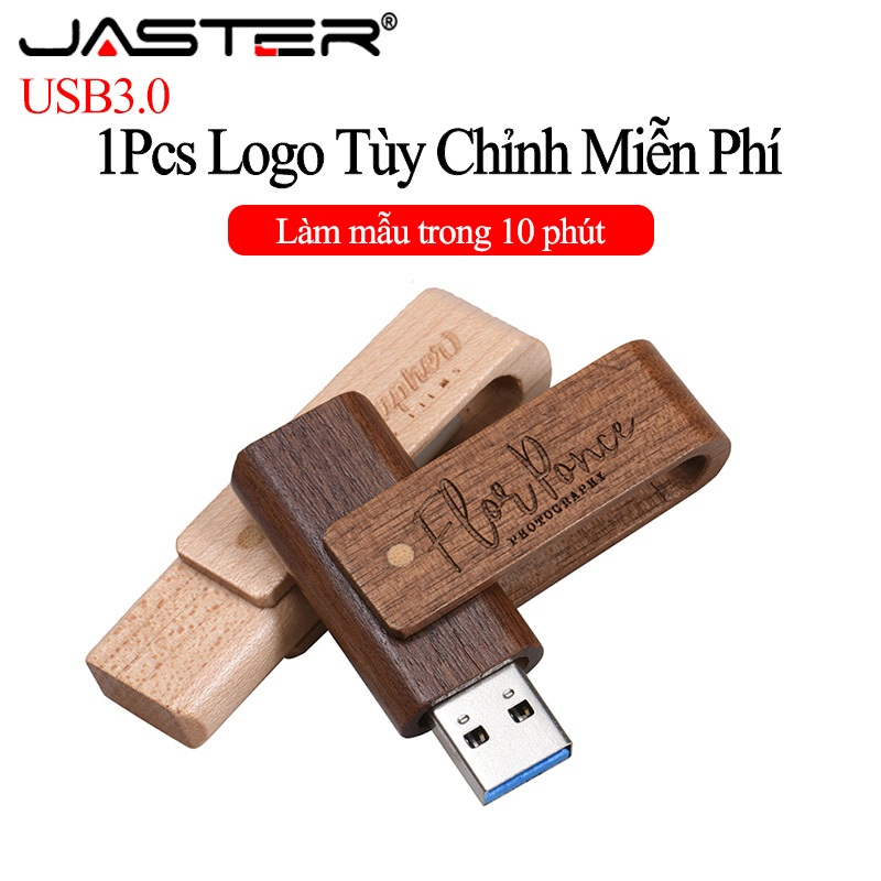 Ổ USB flash 3.0 JASTER 128gb 64gb 32gb 16gb 8gb bằng gỗ khắc laser có hộp