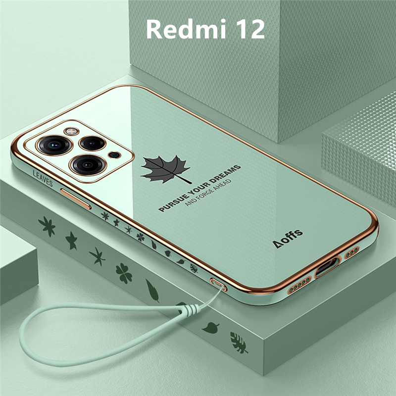 Ốp Lưng Redmi 12 Mạ điện Lá phong Mềm Ốp Điện Thoại Redmi 12