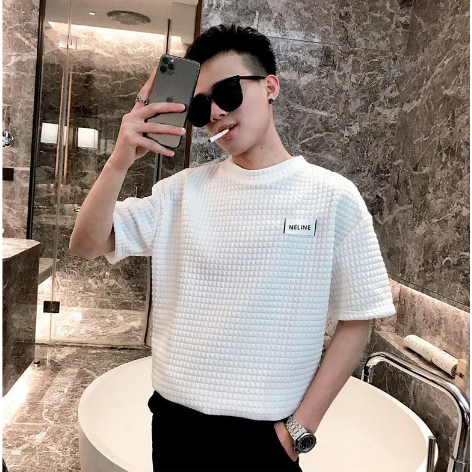 Áo Thun Tay Ngắn Cổ Cao Dáng Ôm Phong Cách Hàn Quốc Thời Trang Cho Nam