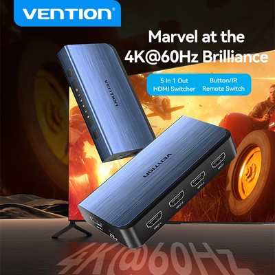 Bộ chia cổng hdmi Vention 5 trong 1 ra 4K@60Hz HDMI hỗ trợ 3D CEC HDR HDCP2.2 thích hợp cho PS5/4 XBOX Nintendo Switch