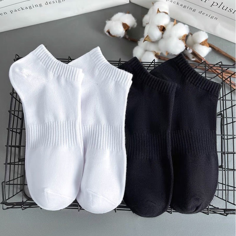 Vớ Thuyền cotton Cổ Thấp Khử Mùi Hôi Màu Trắng Đen Xám Thời Trang Xuân Hè Dành Cho Nam Và Nữ