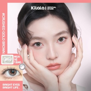 Kính áp tròng Kilala màu nâu Crushed Gold Brown DIA 14.2mm lens cận 1 tháng có độ (0-8) 1 cặp
