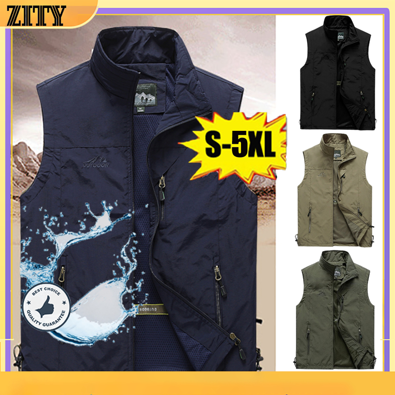 ZITY Áo Khoác Sát Nách Siêu Nhẹ Chống Thấm Nước Phong Cách Quân Đội Cho Nam Cỡ M-5XL