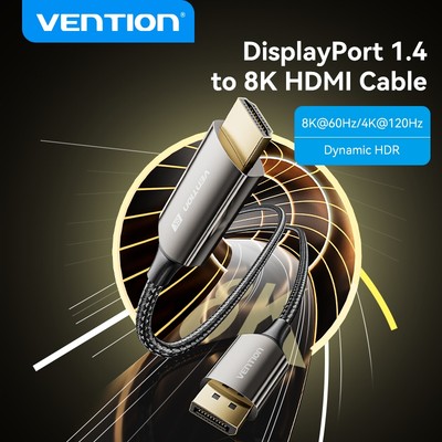 Vention Dây Cáp Chuyển Đổi Cổng displayport Sang hdmi hd 8k 60hz hdr 144hz dp 1.4 Sang hdmi 2.1 hdcp 2.3 Cho Màn Hình Máy Chiếu / laptop
