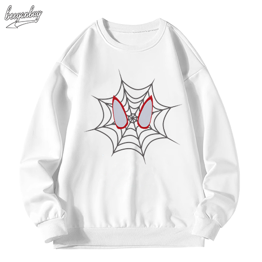 Áo sweater nam trắng BEEYANBUY áo nỉ tay dài fashion in hình spider man unisex 100% cotton-Y0560