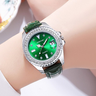 Đồng Hồ quartz Nữ Dây Da Xanh Sang Trọng