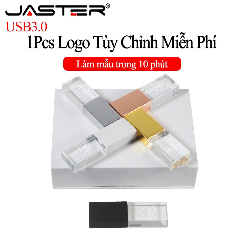 USB 3.0 JASTER màu pha lê có hộp dung lượng 128gb 64gb 32gb 16gb 8gb dùng làm quà cưới/ đạo cụ chụp ảnh