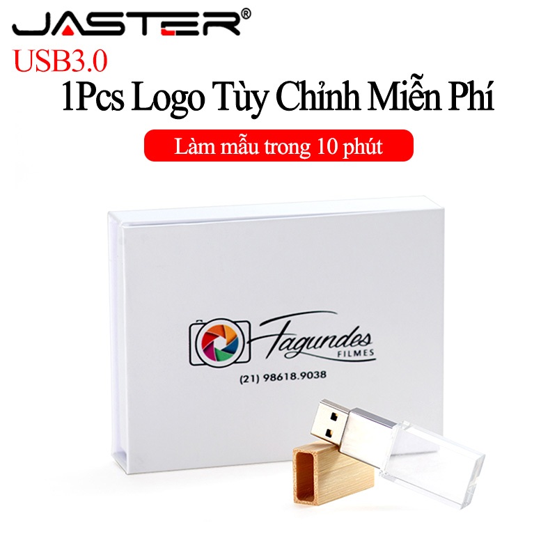 USB 3.0 JASTER pha lê có hộp in màu dung lượng 128gb 64gb 32gb 16gb 8gb 4gb dùng làm quà cưới