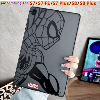 For samsung galaxy tab s7 s7 fe s7 plus s8 s8 plus spider-man iron man superman ultra thin shockproof cover clear back case
