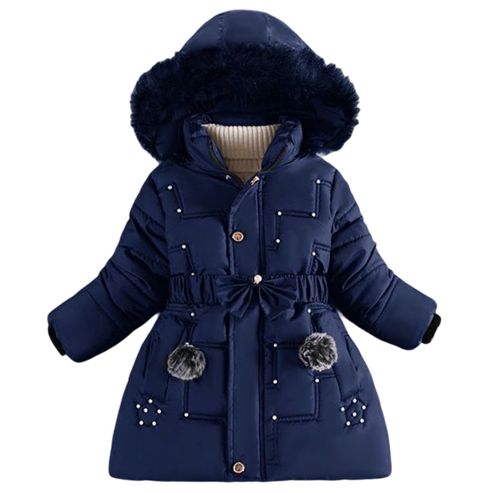 Áo Khoác Phao Dày Dặn Màu Trơn Chống Gió Giữ Ấm Mùa Đông Cho Bé Gái 4-13 Tuổi