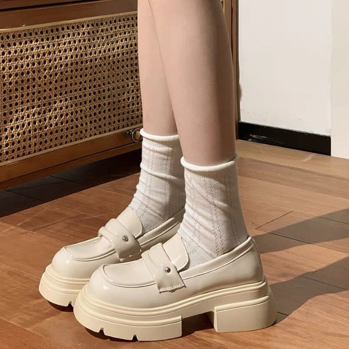 Giày Lười Đế Dày 6cm Chống Trượt Phong Cách Thời Trang Mới 2023