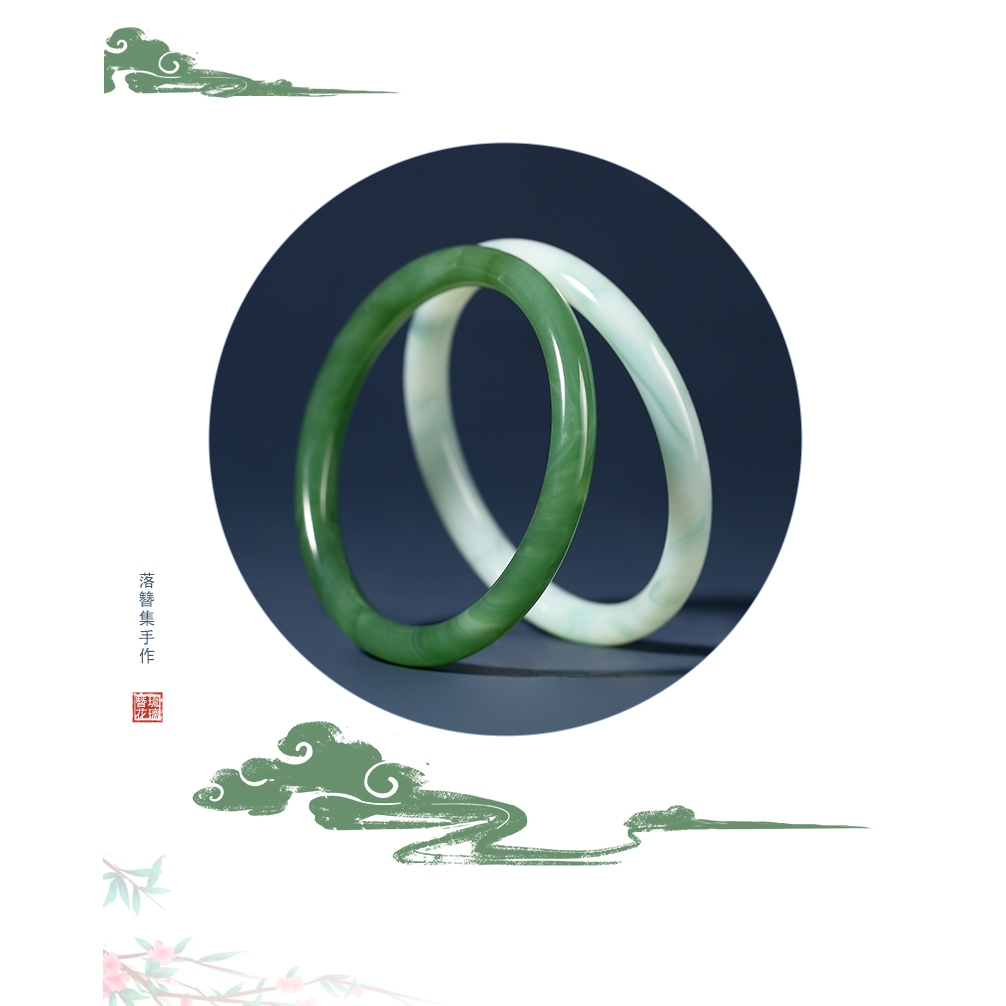 Vòng Tay Ngọc Bích Giả Phong Cách Trung Hoa Sang Trọng 58 / 62mm