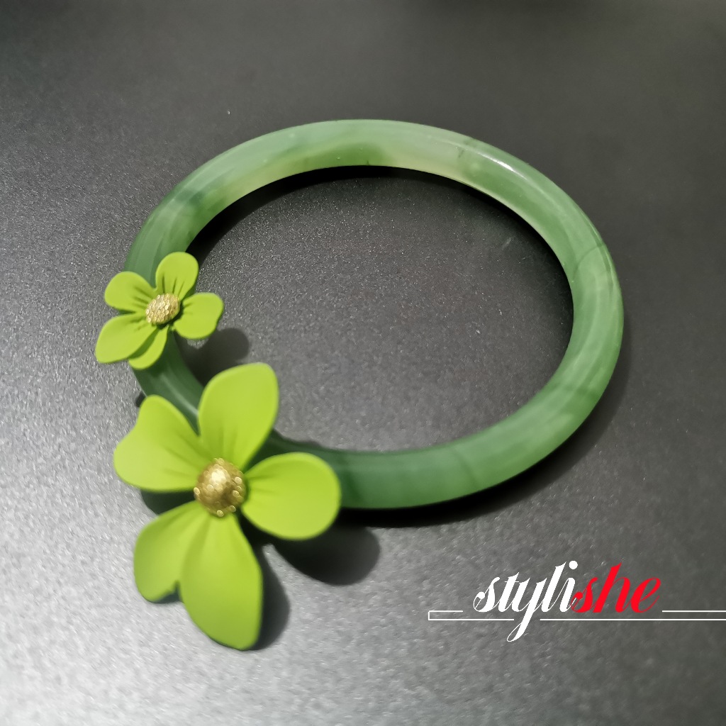 Vòng Tay Ngọc Bích Giả Phong Cách Trung Hoa Sang Trọng 58 / 62mm