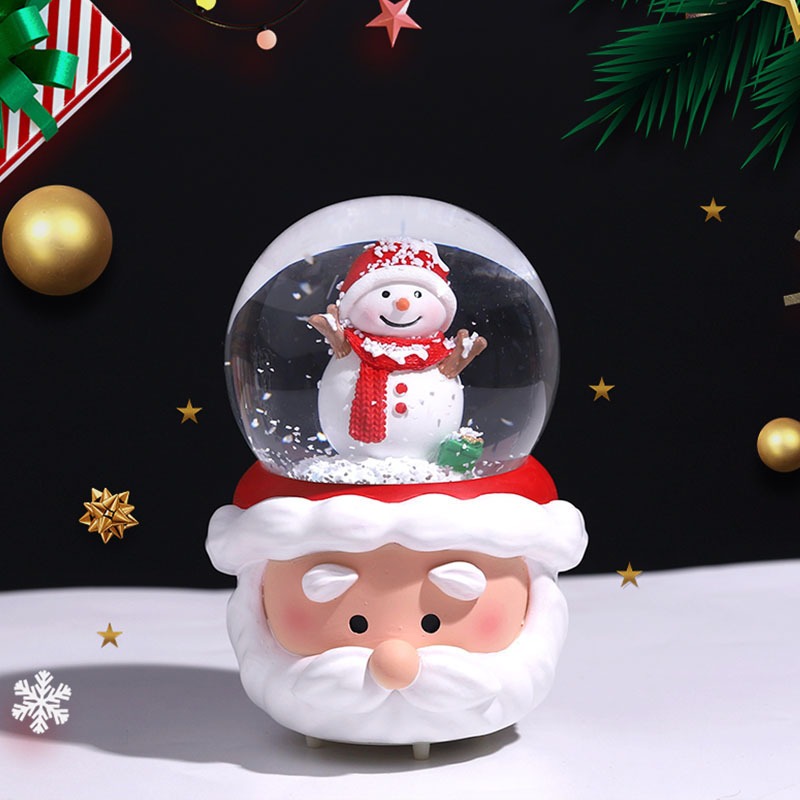 Quả Cầu Pha Lê Tuyết Hình Ông Già Noel Dễ Thương Có Đèn Chạy Bằng Pin Để Bàn Trang Trí Giáng Sinh Cho Gia Đình Quà Tặng