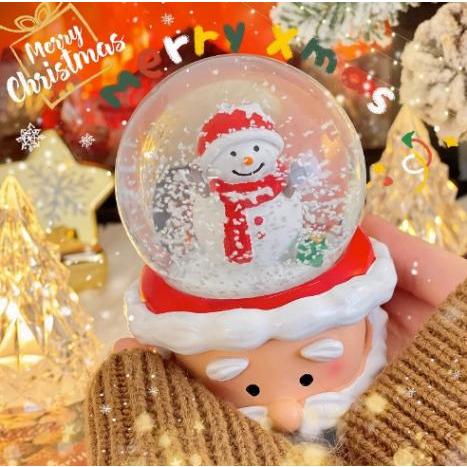 Quả Cầu Pha Lê Tuyết Hình Ông Già Noel Dễ Thương Có Đèn Chạy Bằng Pin Để Bàn Trang Trí Giáng Sinh Cho Gia Đình Quà Tặng