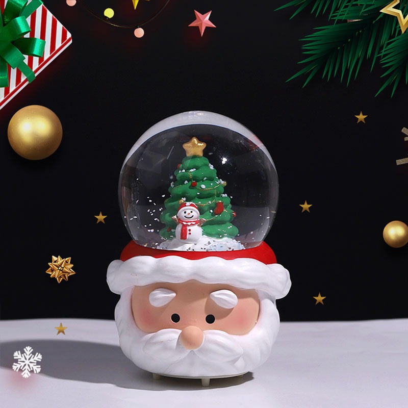Quả Cầu Pha Lê Tuyết Hình Ông Già Noel Dễ Thương Có Đèn Chạy Bằng Pin Để Bàn Trang Trí Giáng Sinh Cho Gia Đình Quà Tặng