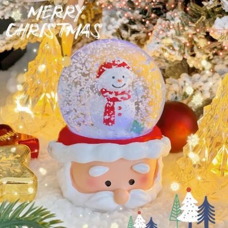 Quả Cầu Pha Lê Tuyết Hình Ông Già Noel Dễ Thương Có Đèn Chạy Bằng Pin Để Bàn Trang Trí Giáng Sinh Cho Gia Đình Quà Tặng