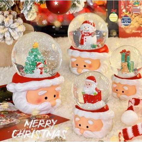 Quả Cầu Pha Lê Tuyết Hình Ông Già Noel Dễ Thương Có Đèn Chạy Bằng Pin Để Bàn Trang Trí Giáng Sinh Cho Gia Đình Quà Tặng