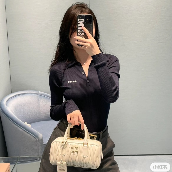 Áo Thun polo Dệt Kim Dài Mới m * iu 2023 - Xanh Nước Biển