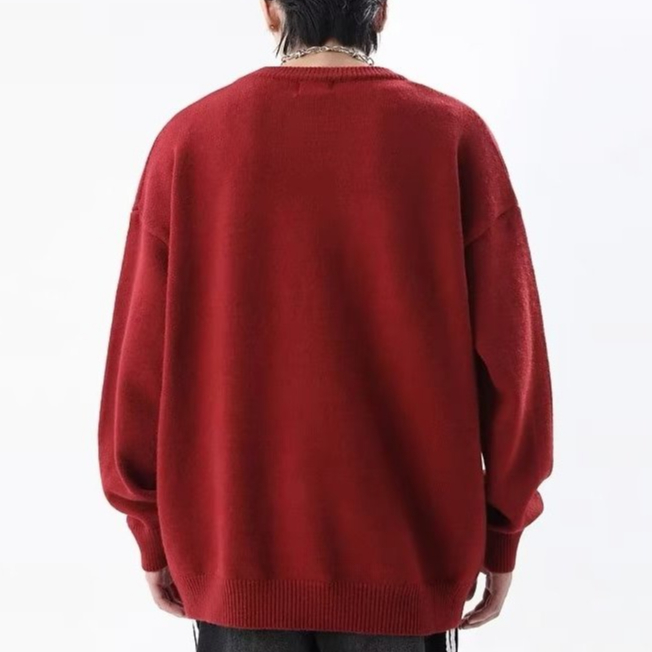 Áo sweater cổ cao tay dài dáng rộng họa tiết Giáng sinh thời trang cho cặp đôi