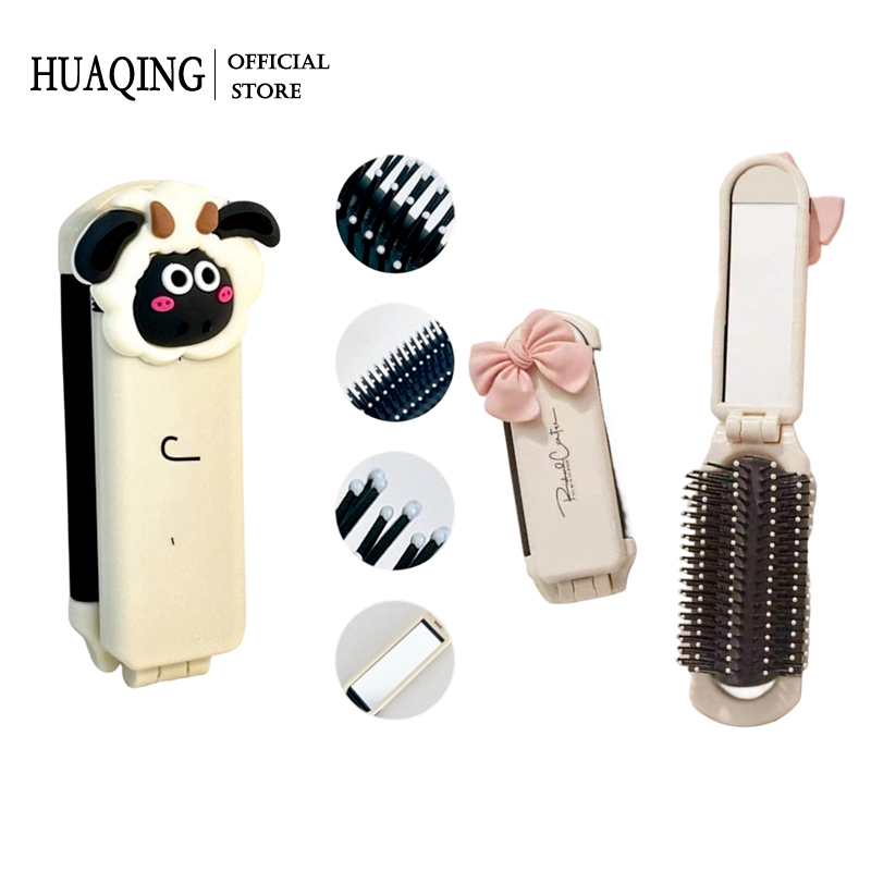 HUAQING Gương Trang Điểm mini 2 Trong 1 Họa Tiết Hoạt Hình Dễ Thương