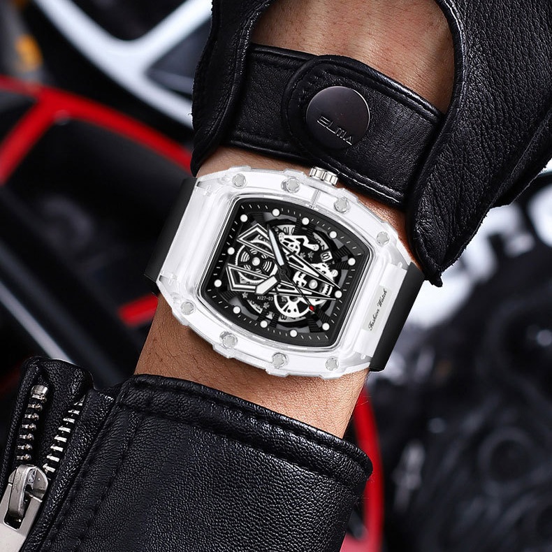 Thời Trang Đồng Hồ quartz Mặt Tròn Hiển Thị Ngày Dây silicone 6 Kiểu