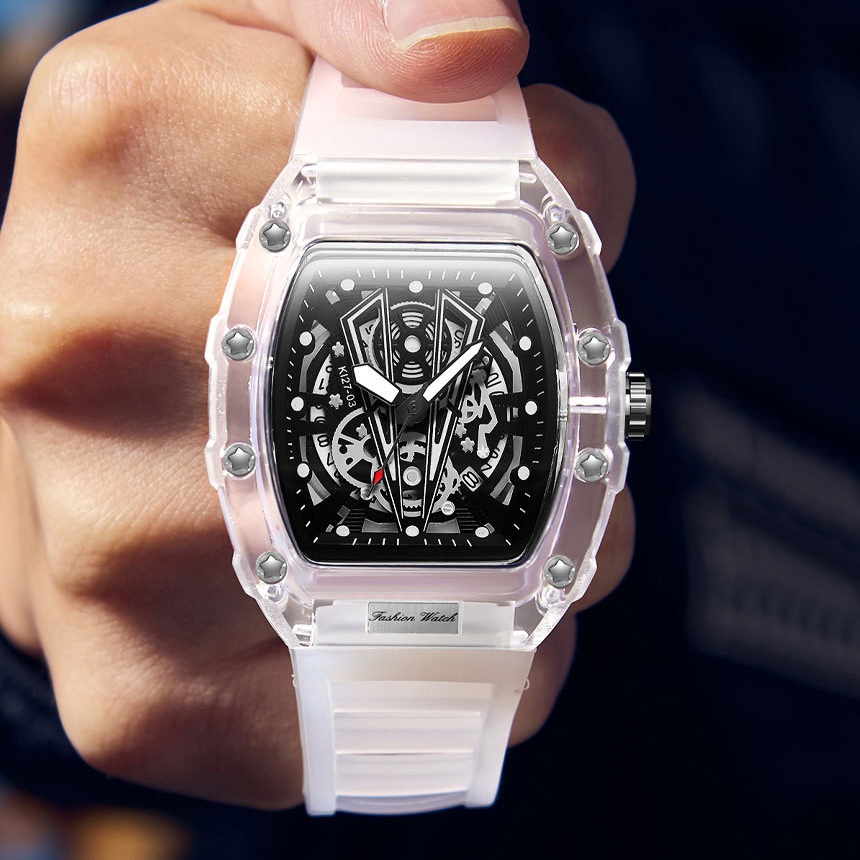 Thời Trang Đồng Hồ quartz Mặt Tròn Hiển Thị Ngày Dây silicone 6 Kiểu