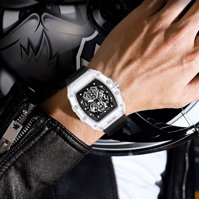 Thời Trang Đồng Hồ quartz Mặt Tròn Hiển Thị Ngày Dây silicone 6 Kiểu