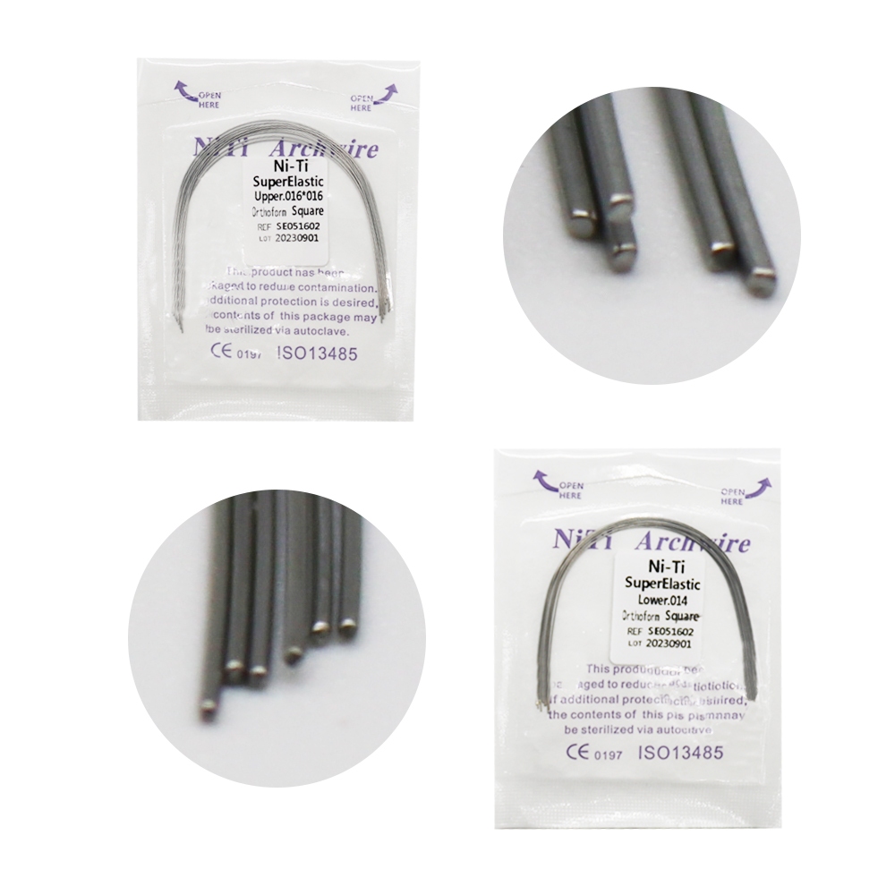 1 Gói 10 Cuộn Dây Chỉnh Nha Đàn Hồi Hình Chữ Nhật / Vuông / oval uper Elastic Niti wire Square Orthodontic Arch Wire