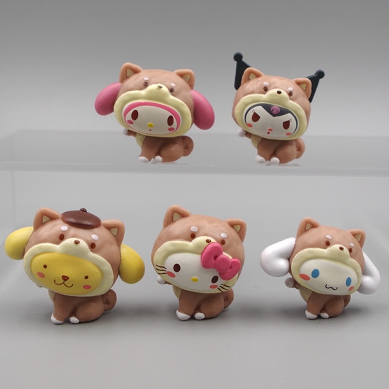 SANRIO Set 5 Mô Hình Nhân Vật Phim Hoạt Hình hello kitty kuromi my melody Cinnamoroll 3-4cm