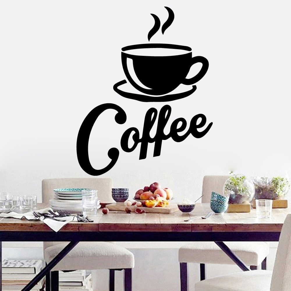 Miếng dán tường trang trí nội thất chữ I Love Coffee