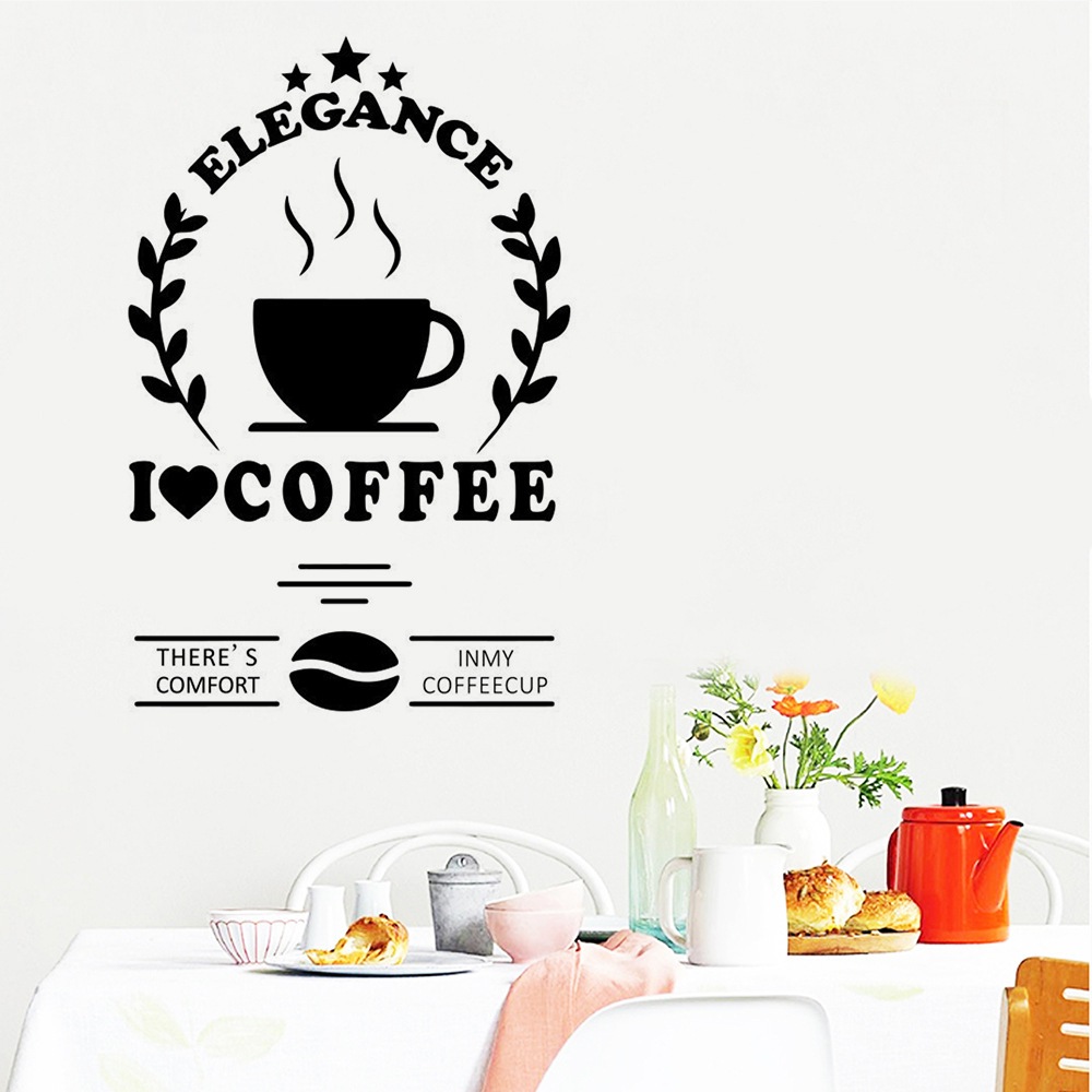 Miếng dán tường trang trí nội thất chữ I Love Coffee