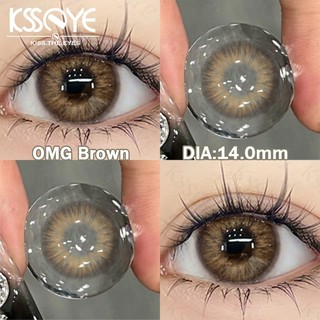 Ksseye Bộ 2 Cái Kính Áp Tròng omg Nâu / Xám / Xanh Lá / Tím Đường Kính 0.00 Với Đường Kính 14.0mm