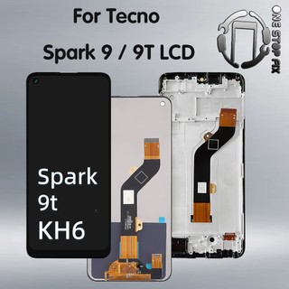 Màu đen 6,6 inch cho Tecno Spark 9 KG5p / Dành cho Tecno Spark 9T KH6 Màn hình LCD Màn hình cảm ứng Bộ số hóa bảng điều khiển thay thế có khung