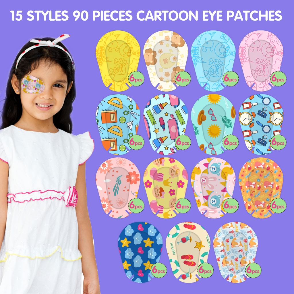 Set 90 Mặt Nạ Mắt 15 Kiểu Hoạt Hình Dùng Một Lần Cho Trẻ Em