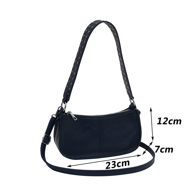 Túi Đeo Chéo yogodlns Dây Bản Rộng Màu Trơn Đính Đinh Tán Thiết Kế vintage pu lether y2k Cho Nữ