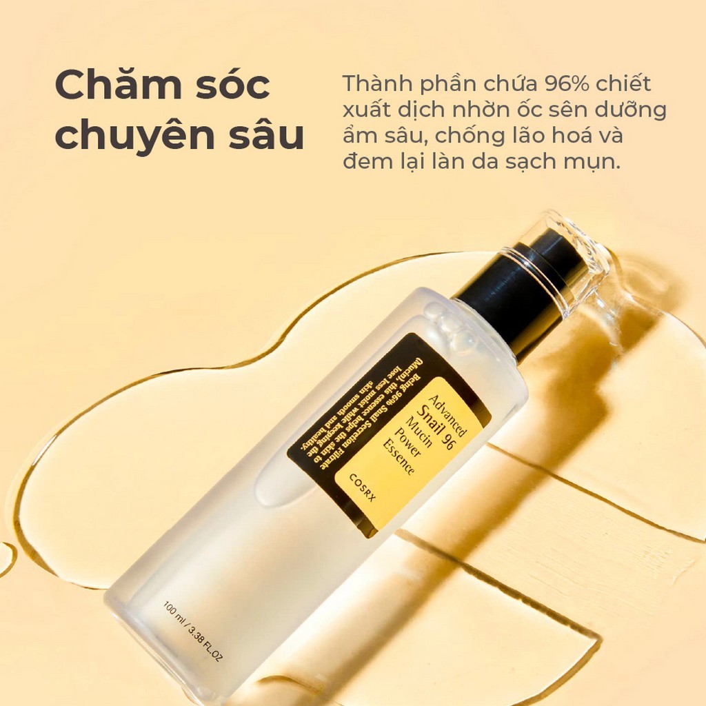 Tinh Chất Ốc Sên Tiên Tiến COSRX Advanced Snail 96 Mucin Power Essence 100ml dưỡng ẩm, hỗ trợ tái tạo làn da
