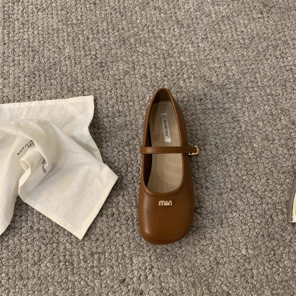 Giày Mary Jane Đế Bằng Màu Trắng Phong Cách Thời Trang Retro 2023 Dành Cho Nữ