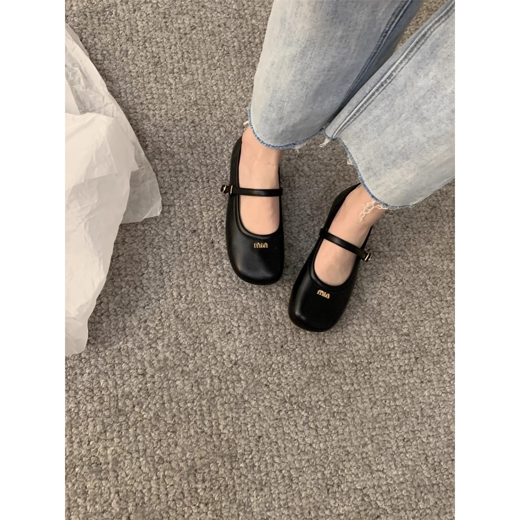 Giày Mary Jane Đế Bằng Màu Trắng Phong Cách Thời Trang Retro 2023 Dành Cho Nữ