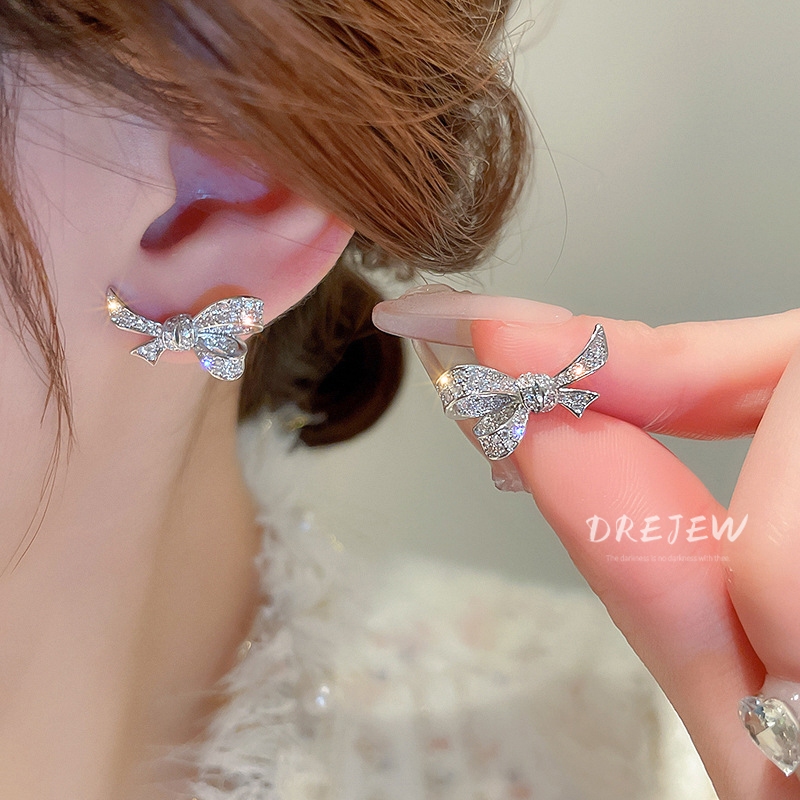 DREJEW Khuyên Tai Bạc 925 Đính Đá Zircon Phong Cách Hàn Quốc Thời Trang Cao Cấp Không Gây Dị Ứng