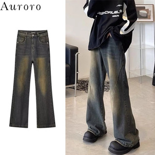 Quần jean ống loe unisex quần jean ống rộng phong cách Hàn Quốc quần jean đen nam denim quần jean ống suông