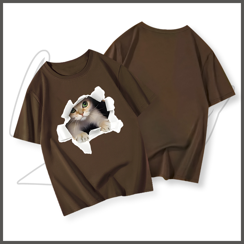 Áo phông nam wash BEEYANBUY áo thun in hình mèo con dễ thương unisex ulzzang 100% cotton-Y0537